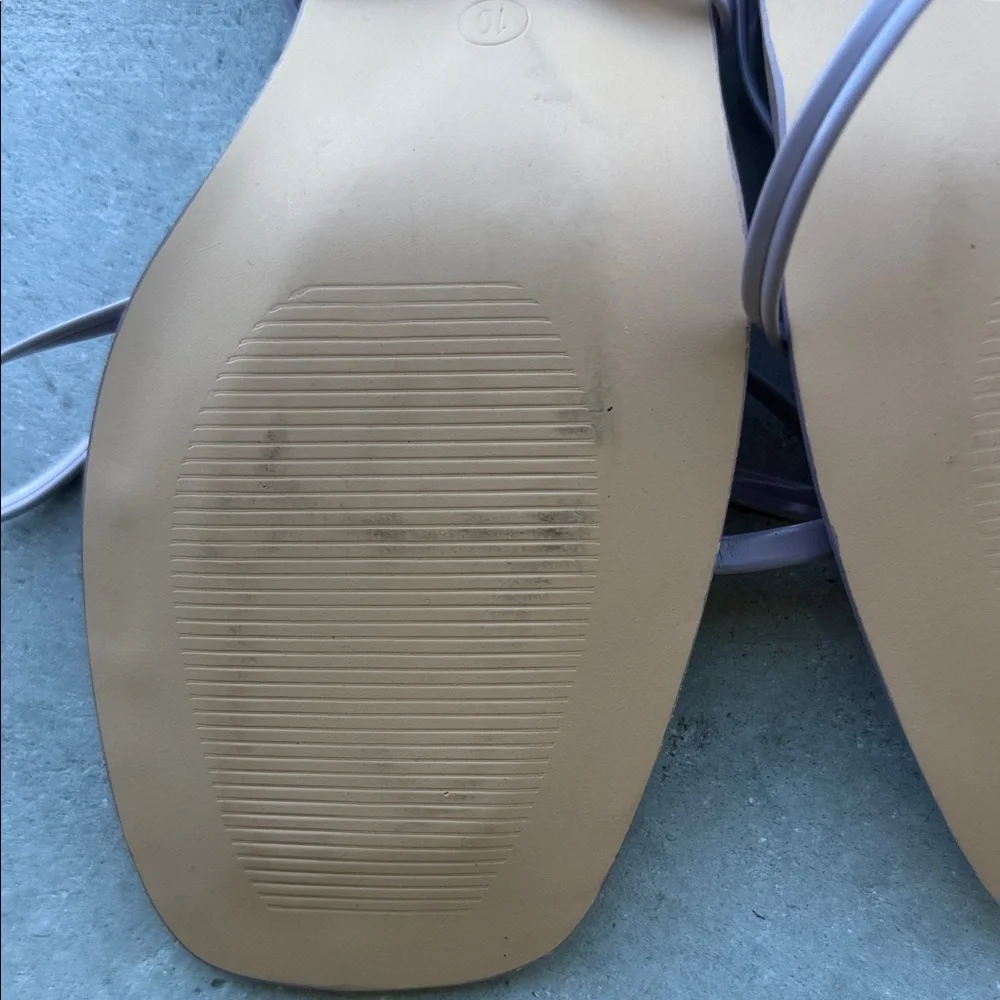 Lace-Up Flat Sandals in Lavender - Picture 7 of 9